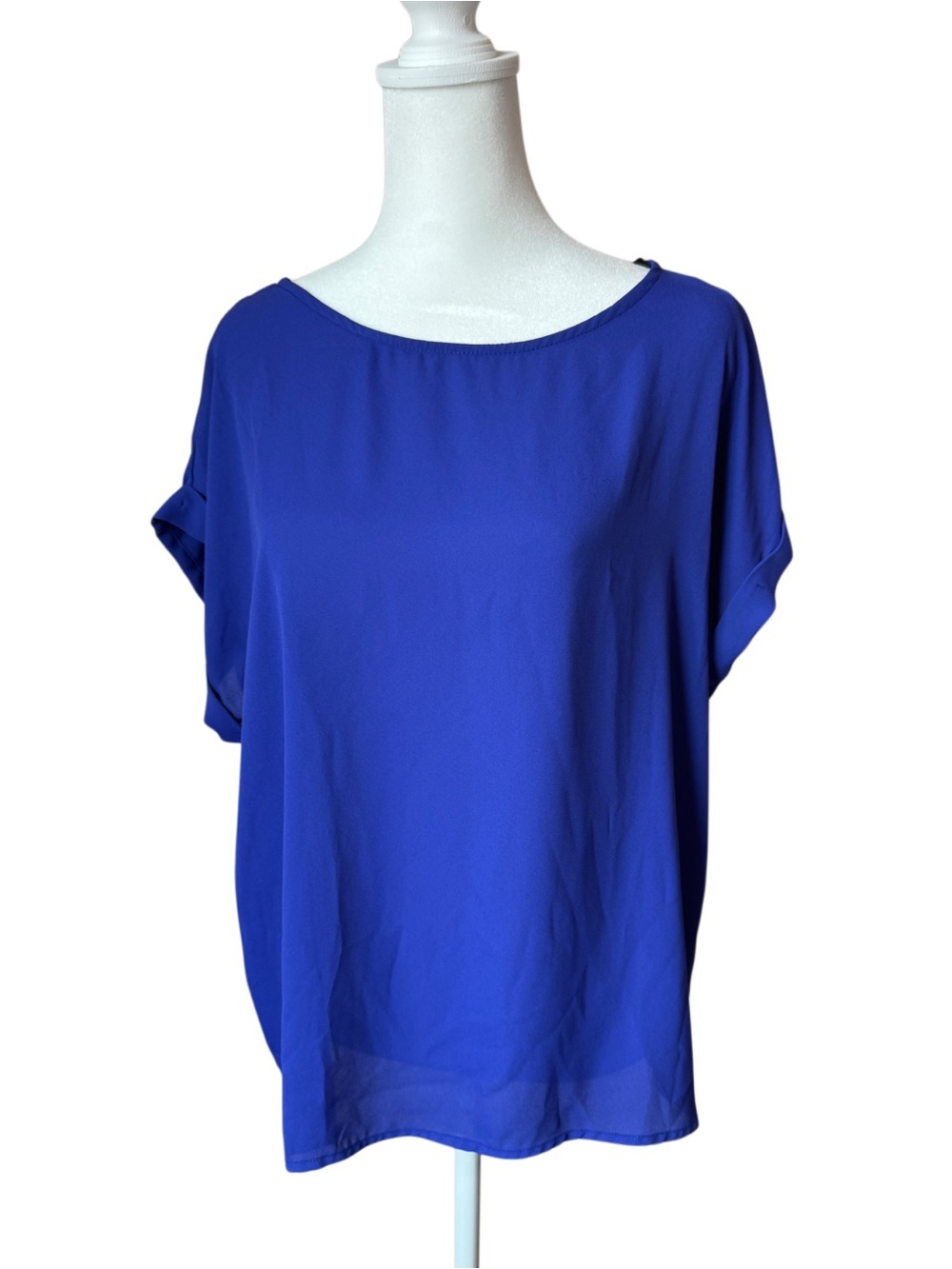 Forever 21 Blue Blouse Short Sleeve Loose Fit Top Medium